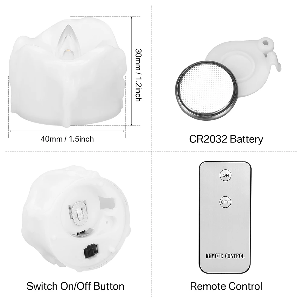 Vela Electrónica LED sin Llama con Control Remoto, Iluminación LED con Llama parpadeante, Velas de Té para Bodas, Fiestas y Decoración del Hogar