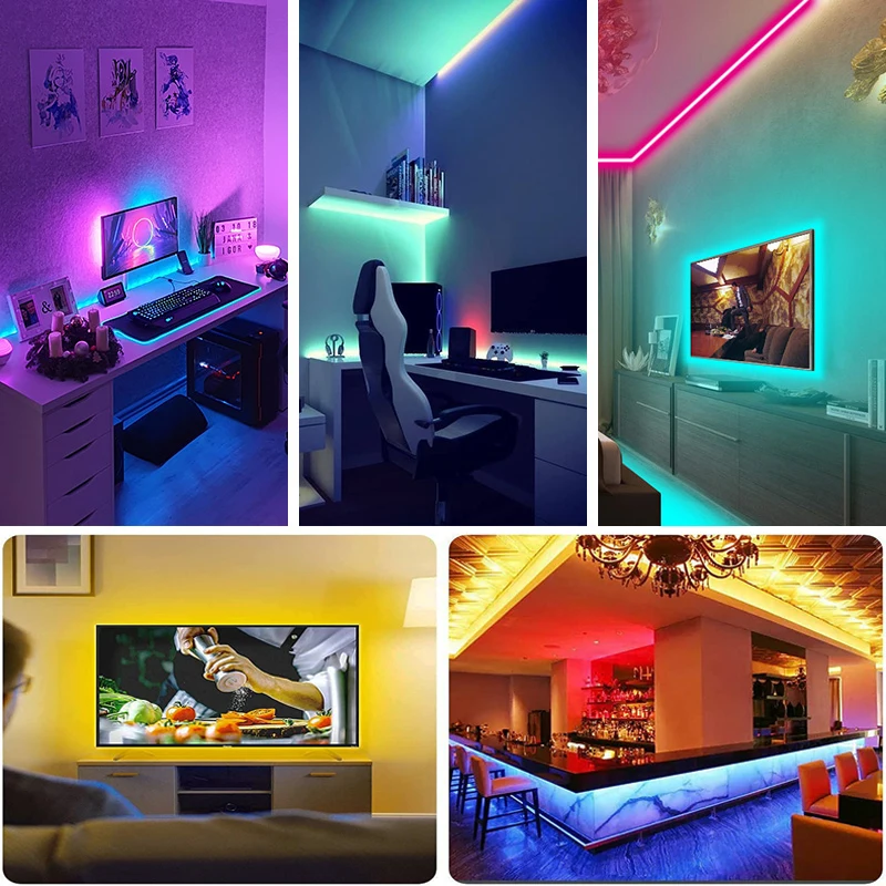 Tira de luces Led con Control remoto de 44 teclas, 1m, 5m, 10m, 20m, cinta RGB, pared Led para habitación, hogar, dormitorio, decoración de fiesta, retroiluminación de TV