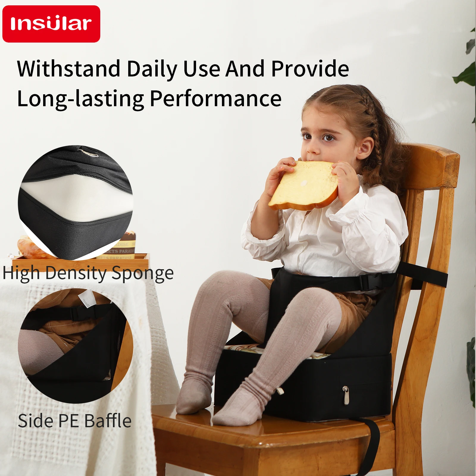 Cojín de asiento elevador ventilado plegable para niños, cojín antideslizante, silla cómoda para niños pequeños, asiento alto portátil impermeable