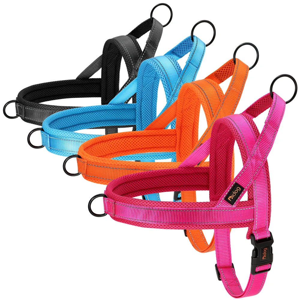 Arnés de nailon de malla para perros, arnés reflectante para mascotas, chaleco para perros sin tirones con mango de Control rápido para perros pequeños, medianos y grandes, Pitbull