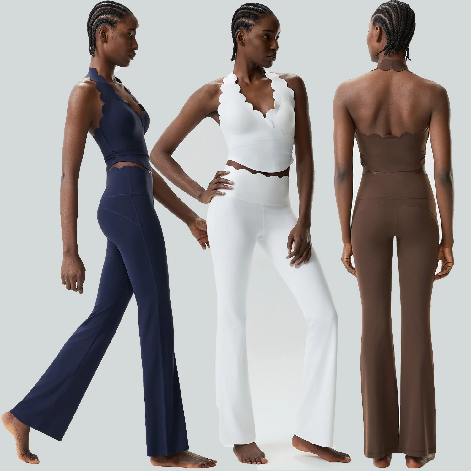 Conjunto de Yoga de Dos Piezas para Mujer, Color Sólido, Elástico, Suave, Traje de Gimnasio Transpirable de Secado Rápido, Ropa Deportiva Femenina