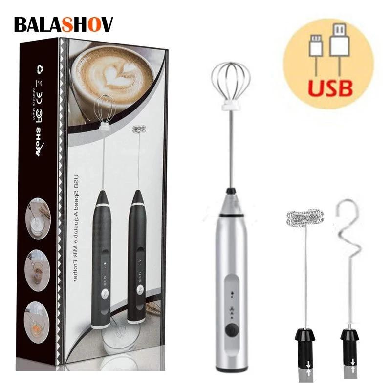 Espumador de leche inalámbrico, licuadora eléctrica de mano con USB, Mini cafetera eléctrica, batidora para café, crema de capuchino