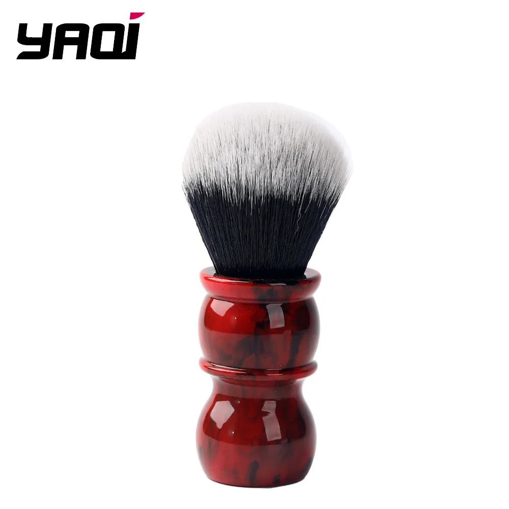 Yaqi brocha de afeitar de pelo sintético para hombre, cepillo de barba, mármol rojo, 24MM