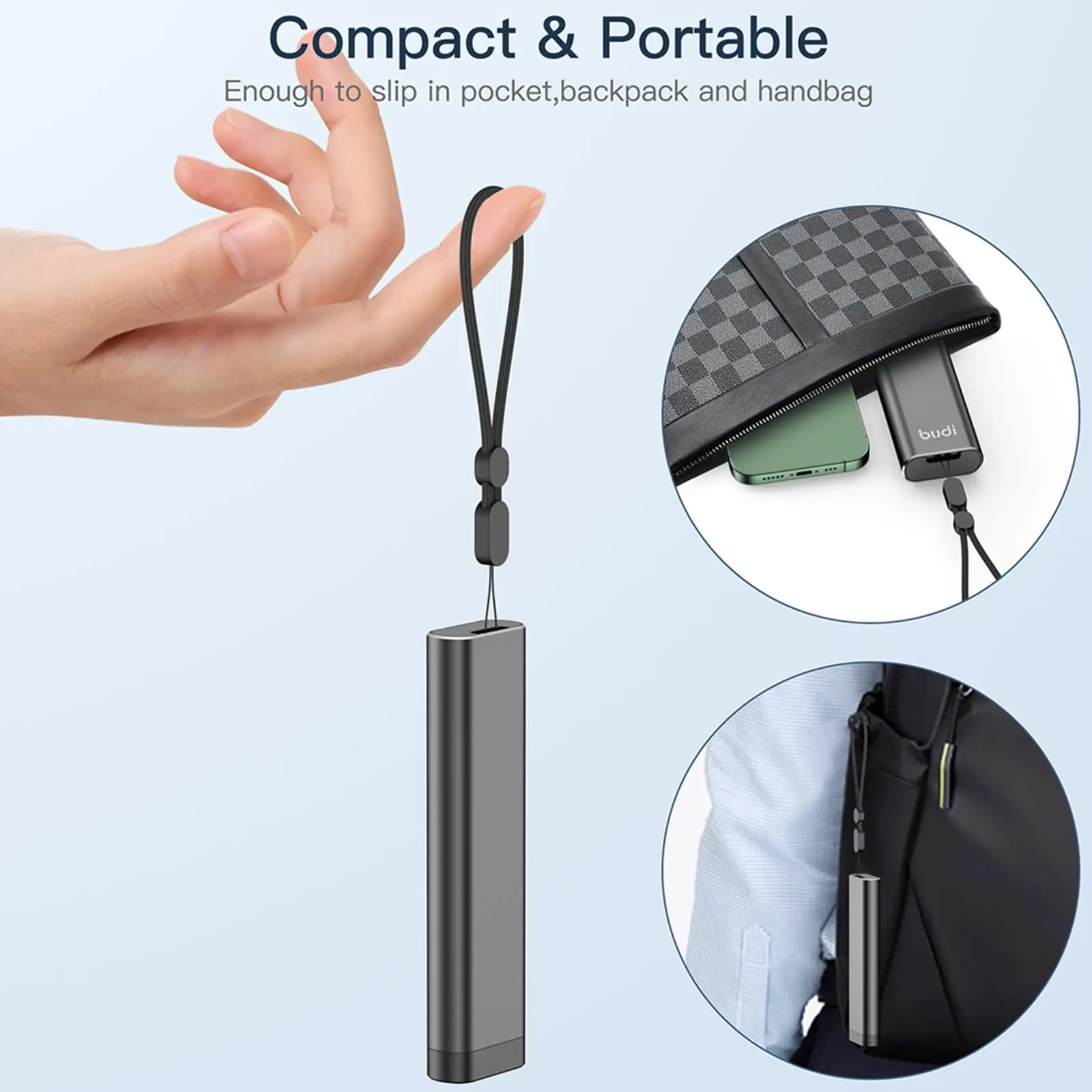 BUDI-Adaptador de Cable multifuncional, almacenamiento de tarjetas portátil, Cable de datos, caja Usb, accesorios universales para teléfono