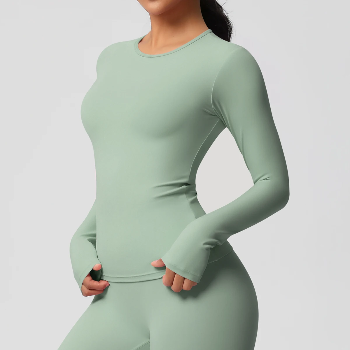 Top de entrenamiento de manga larga para gimnasio para mujer, Top informal para exteriores, Top de entrenamiento de ajuste seco, Top deportivo transpirable de alta elasticidad, Top deportivo de manga larga