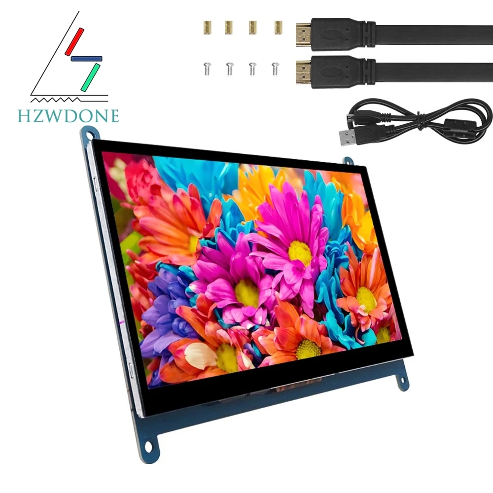 Monitor Raspberry Pi de 7 pulgadas, 4/3/2/B/B +/A +, 1024x600 IPS, unidad de pantalla táctil capacitiva de 5 puntos, pantalla HDMI gratuita para Win 7/8/10