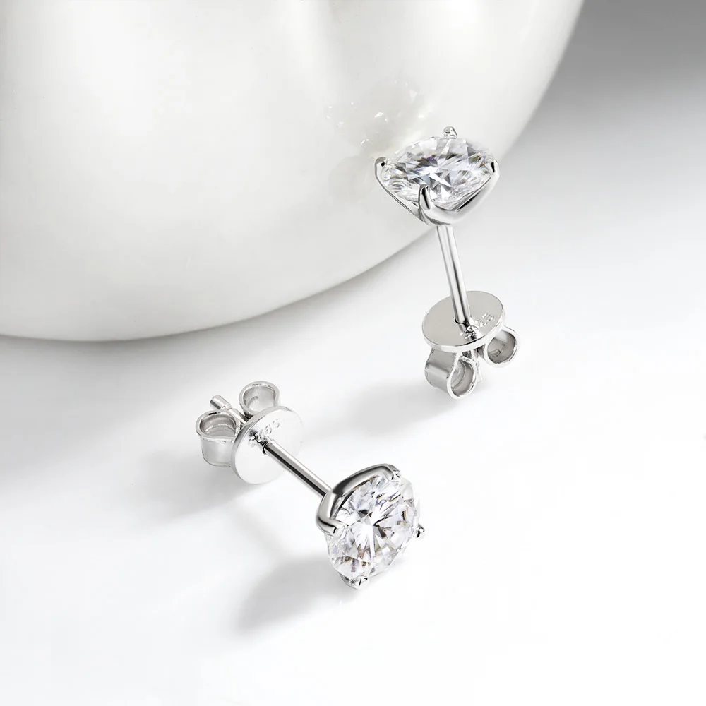 OEVAS Pendientes de cuatro puntas con moissanita de color D de 0,2 a 3 quilates para mujer, joyería de boda de Plata de Ley 100% 925 de alta calidad