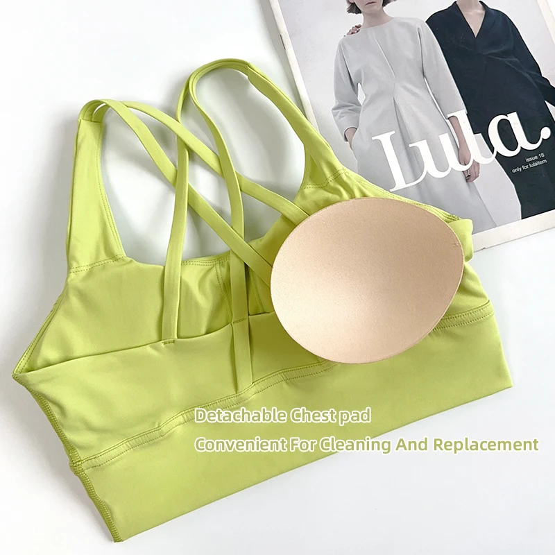 Sujetadores deportivos de Color sólido para mujer, sujetadores deportivos para correr en la espalda, Top de nailon, ropa interior Sexy transpirable para gimnasio