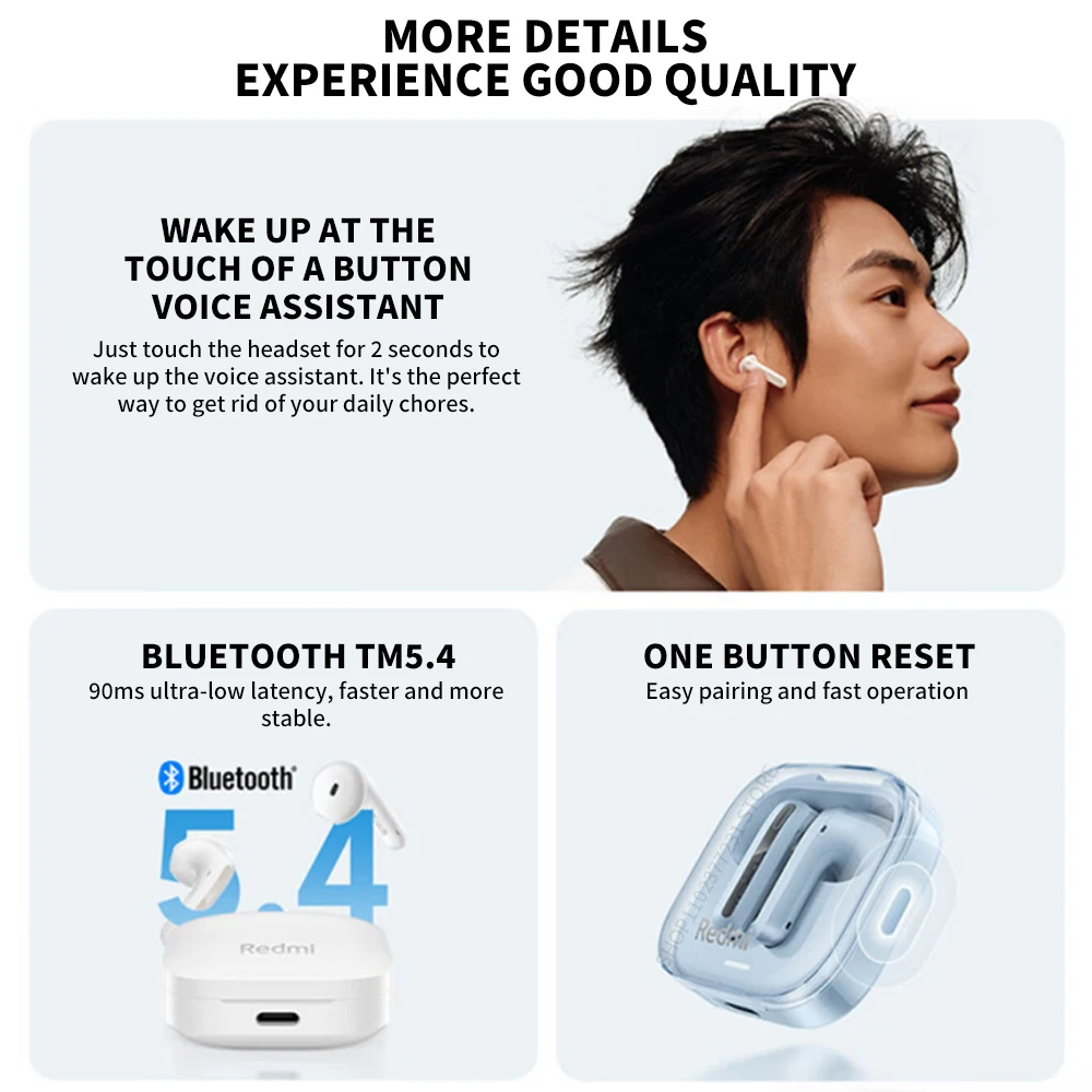 Nuevos Redmi Buds 6 Vitality Edition, Auriculares Bluetooth 5.4 con Reducción de Ruido, 30 Horas de Duración de la Batería, 5 Modos de Sonido, Auriculares Inalámbricos