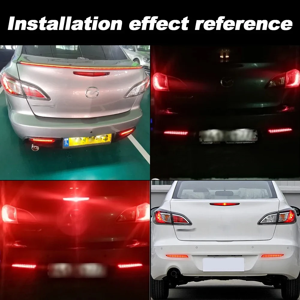 Luces de freno traseras reflectoras LED para coche para Mazda 3 2010 2011 2012 2013 2014 2015 accesorios de lámpara antiniebla de advertencia de parachoques trasero 2 uds