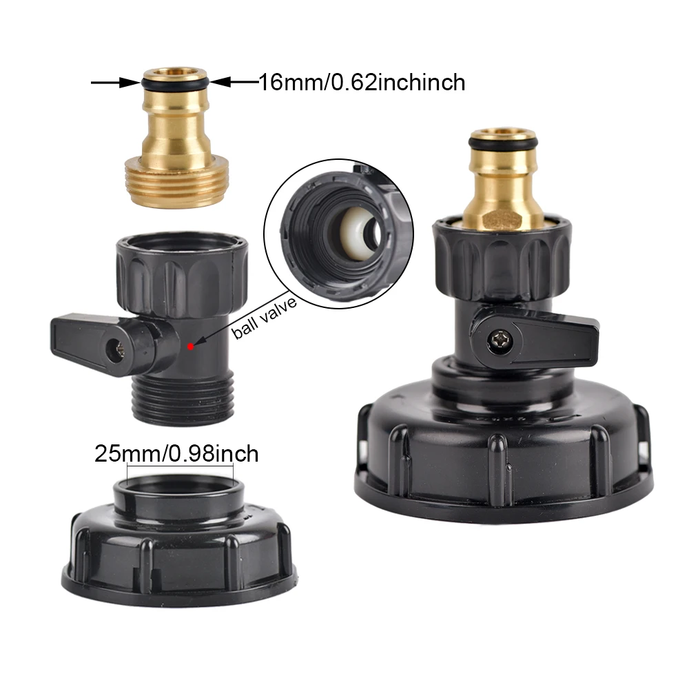 Adaptador IBC de 3/4 ", válvula dispensadora de hilo femenino, enlace de chupete, adaptador de drenaje IBC, accesorios de boquilla, herramienta de interruptor de riego para jardín y hogar