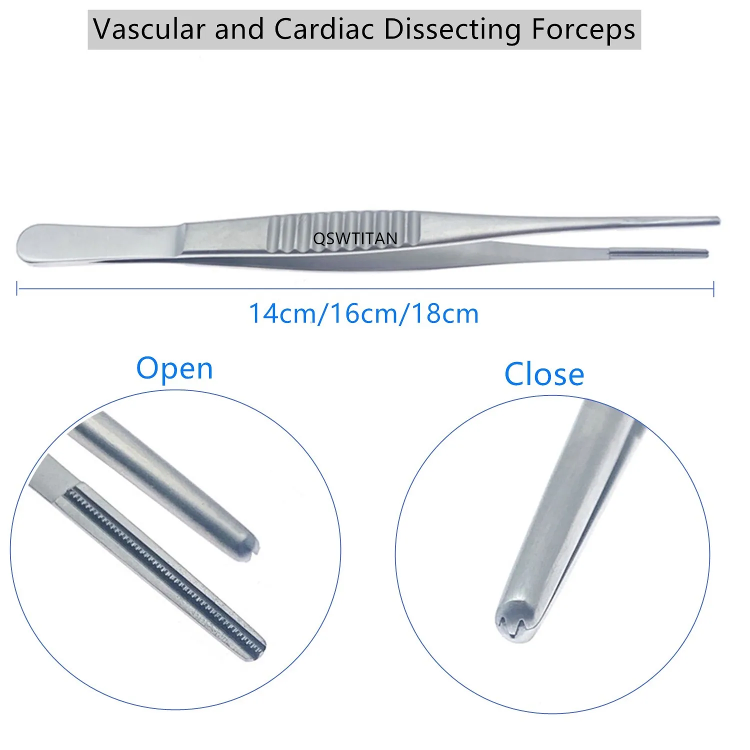 Vascula de acero inoxidable y disección cardíaca ForcepsAtraumatic tips pinzas para tejidos instrumentos microquirúrgicos