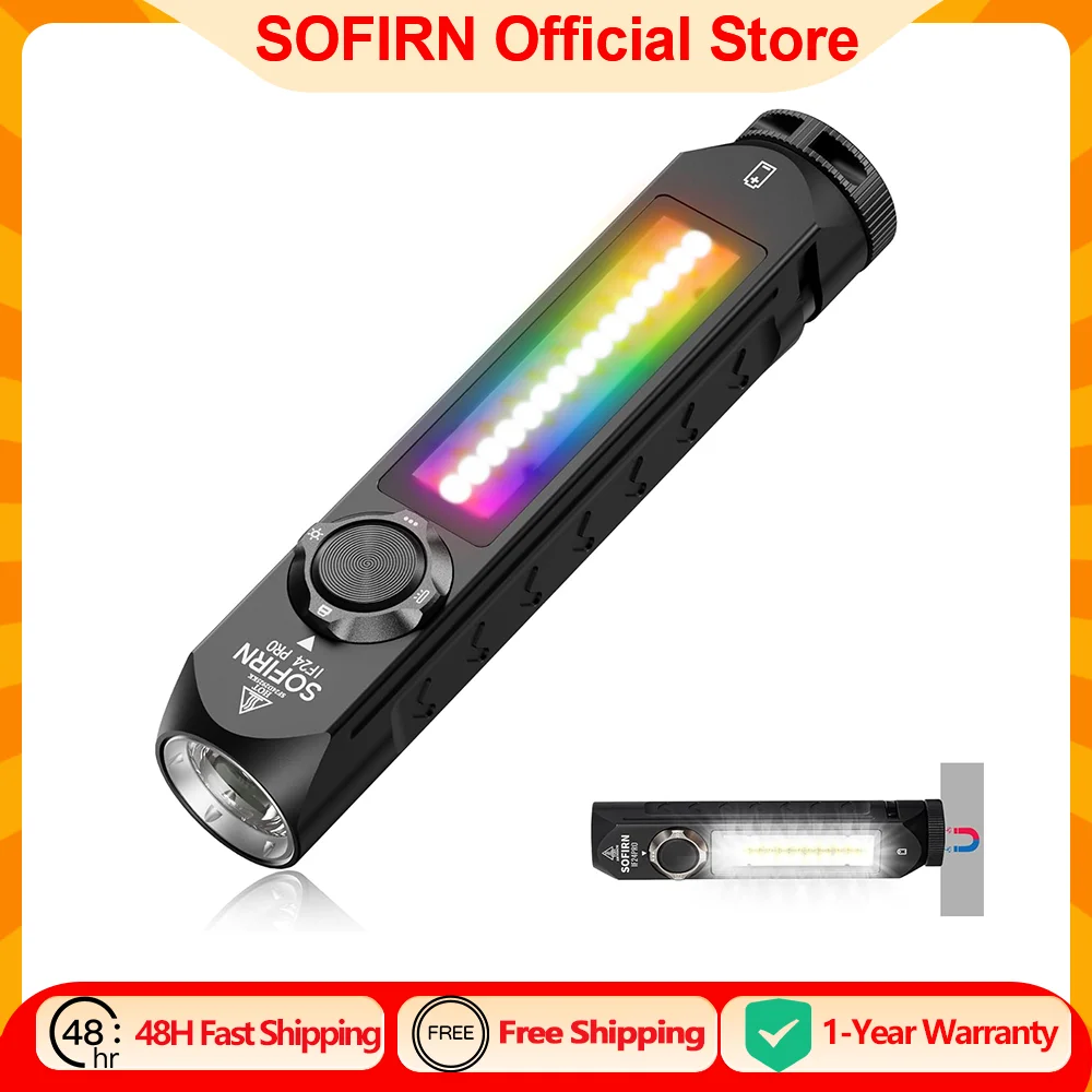 Sofirn IF24 PRO RGB Light 1800lm 340m SFT40 Buck Driver 18650 USB C Linternas recargables Punto de inundación con magnético