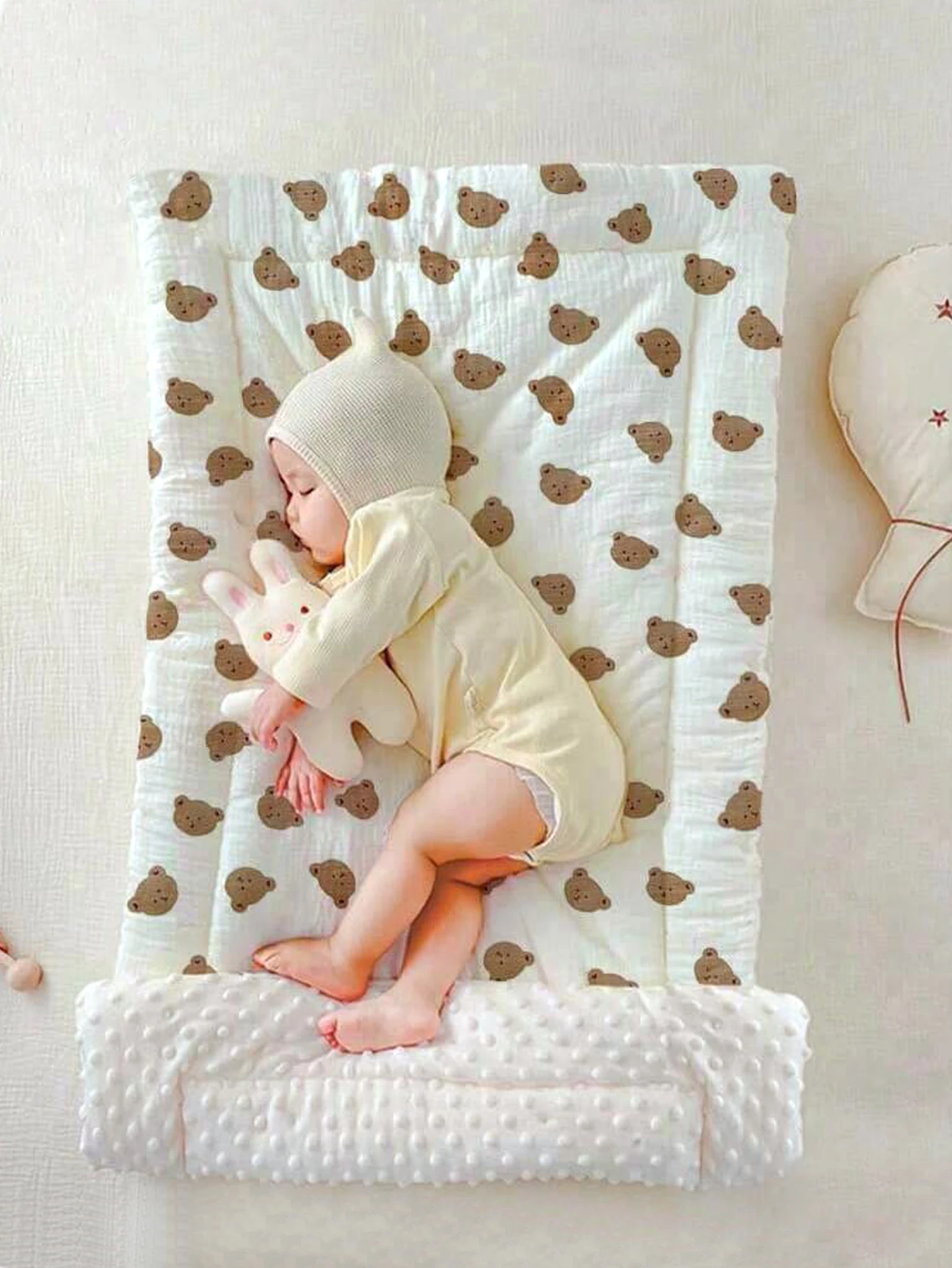 1 manta tipo gorro para recién nacido, forro polar 3D, agradable para la piel y suave, lavable, con bonitos estampados, manta tipo gorro de doble cara para niños y niñas de 0 a 3 años, manta suave para guardería.