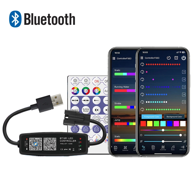Controlador LED WS2811 WS2812B, música Bluetooth con micrófono para tira de luces LED SK6812 WS2812 Pixel, aplicación remota de 24/28 teclas, DC5-24V remoto