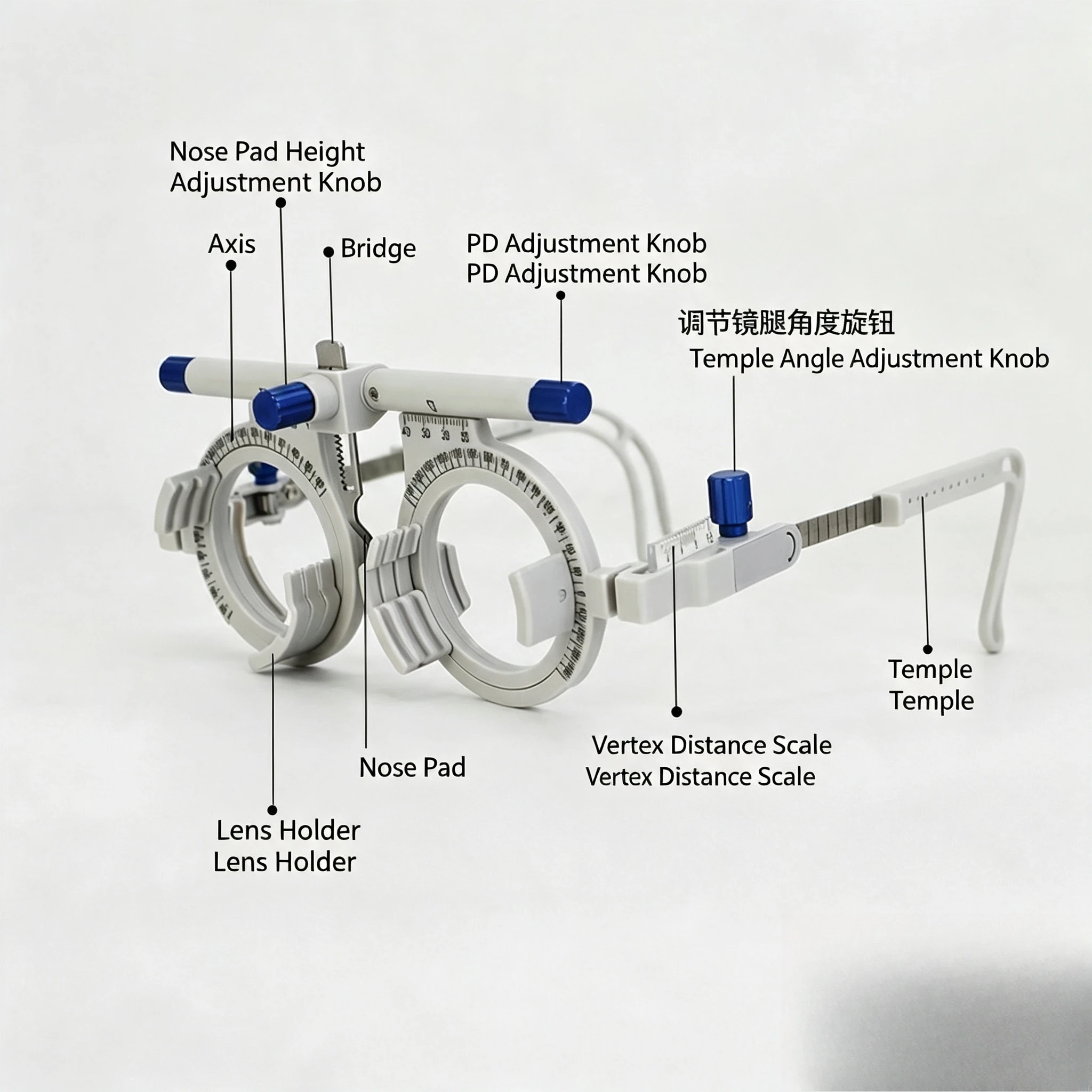 Montura de Prueba Ajustable de Aleación de Titanio para Oftalmología, PD 48-80mm, Ligera, para Pruebas de Optometría
