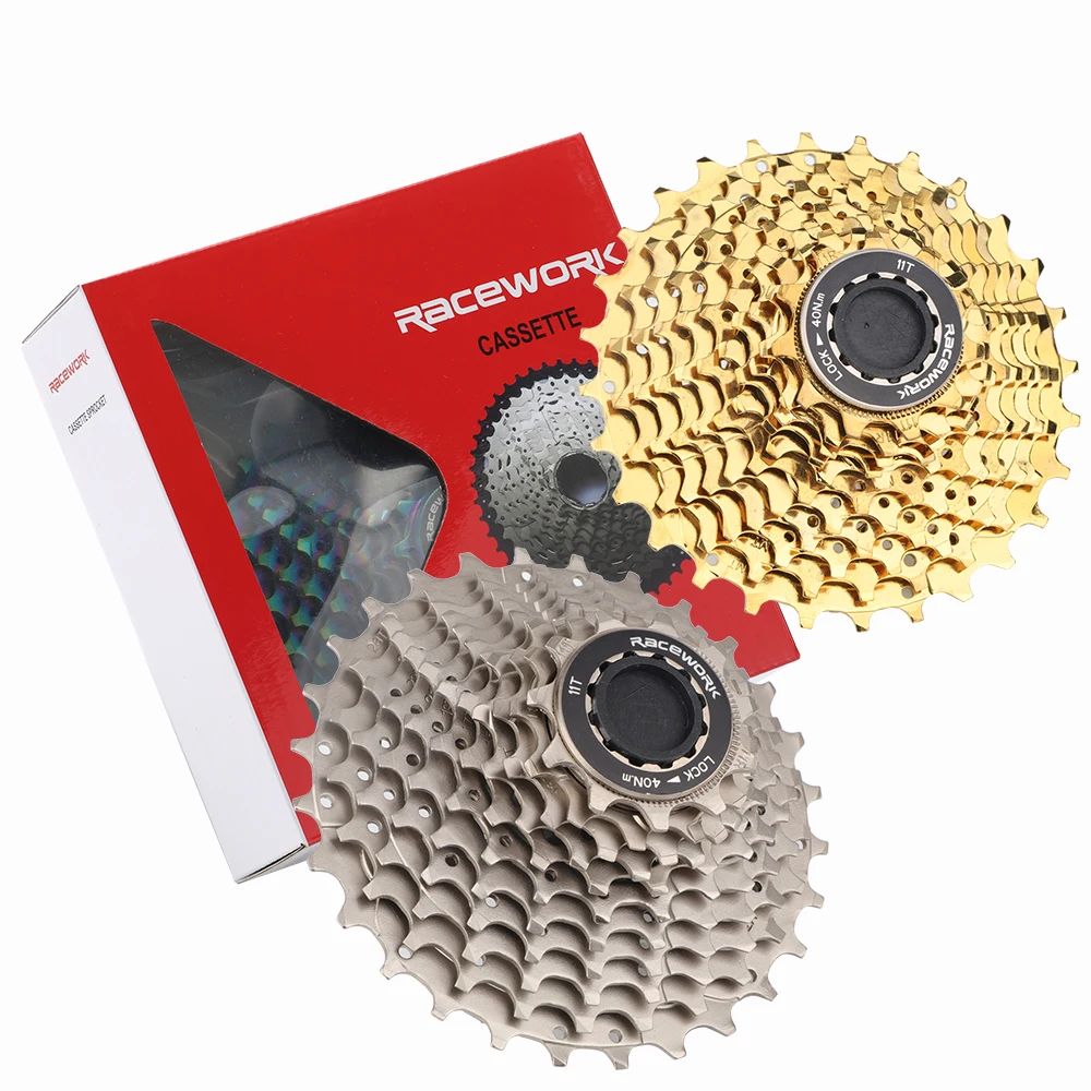 RACEWORK-Cassette de 11 velocidades para bicicleta de carretera, 28/32/34T, rueda libre 12S, volante de inercia de arcoíris dorado y plateado para Shimano 105 R7000 R8000