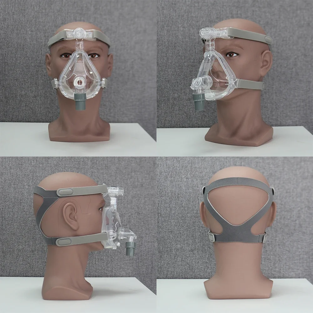 Mascarilla facial completa Resoxy FMI para CPAP, con ajuste en la frente, doble capa, arnés médico de silicona y sistema de liberación rápida, ideal para la apnea del sueño y el ronquido.