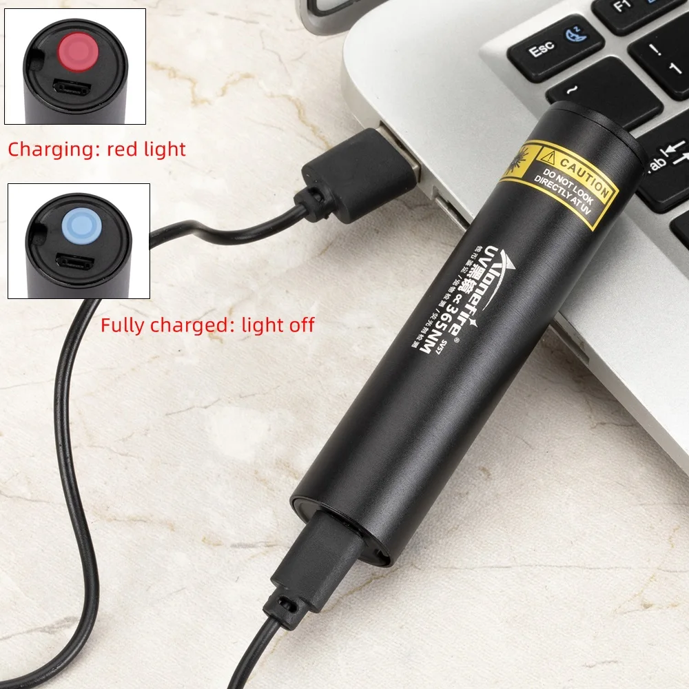 Linterna UV de 3W y 365nm, Recargable por USB, Luz Ultravioleta para Detectar Orina de Mascotas, Tinea en Gatos, Dinero, Minerales, Escorpiones, Luz Negra SV57