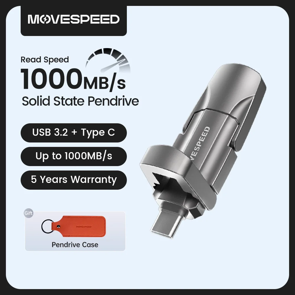 MOVESPEED 1000 MB/s unidad de bolígrafo de estado sólido USB3.2 Gen 2 tipo C unidad Flash 1TB 512GB 256GB 128GB Pendrive para PC Smartphone Tablet