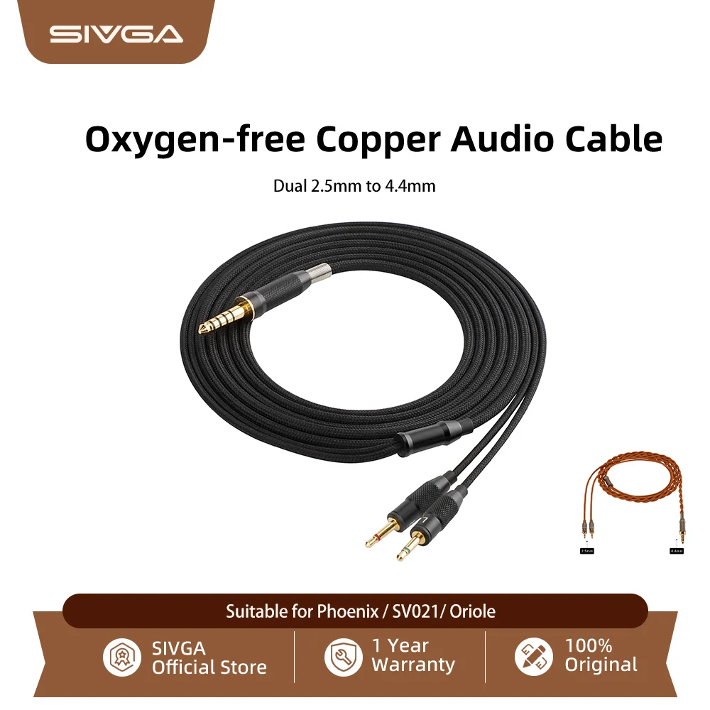 SIVGA Cable de audio de repuesto dual de 2,5 mm a 4,4 mm para Phoenix, SV021 y Oriole