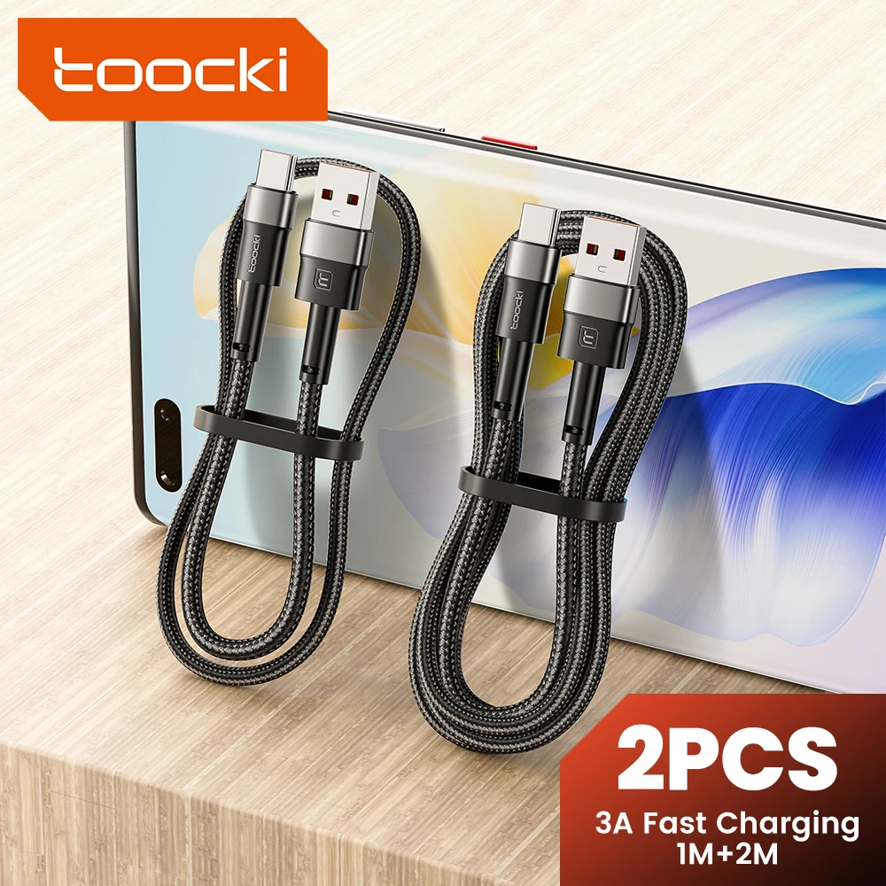 Toocki 2 uds 3A Cable USB tipo C para Realme Xiaomi Samsung Cable de carga rápida cargador USB C Cable de datos para iPad Samsung Poco 1m 2m