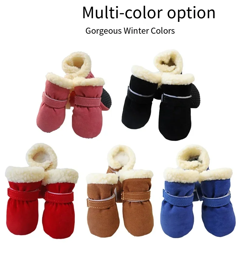 4 Uds. Zapatos impermeables de invierno para perros, botas antideslizantes para la lluvia y la nieve, calzado grueso y cálido para gatos pequeños, perros, cachorros, calcetines para perros, botines