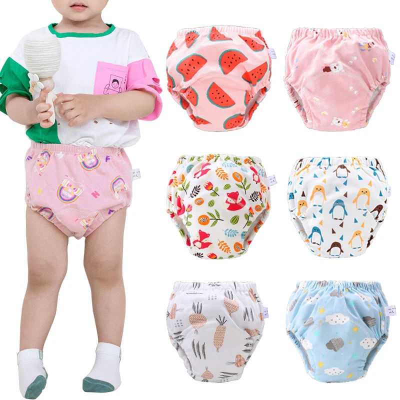 Pantalones de entrenamiento para ir al baño reutilizables para bebés, pañales de tela ecológicos de algodón para niños pequeños, bragas impermeables lavables, ropa interior para niños y niñas