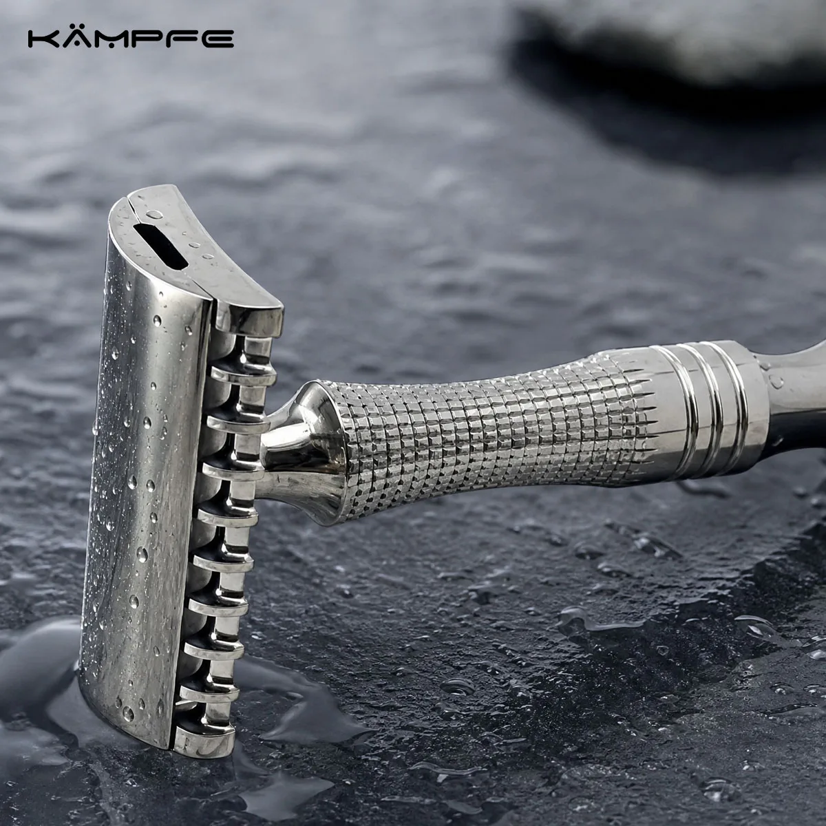 KAMPFE Maquinilla de Afeitar de Seguridad de Acero Inoxidable/Titanio, Maquinilla Manual de Doble Filo Mecanizada con Precisión CNC, Afeitado Suave en Húmedo para Hombres