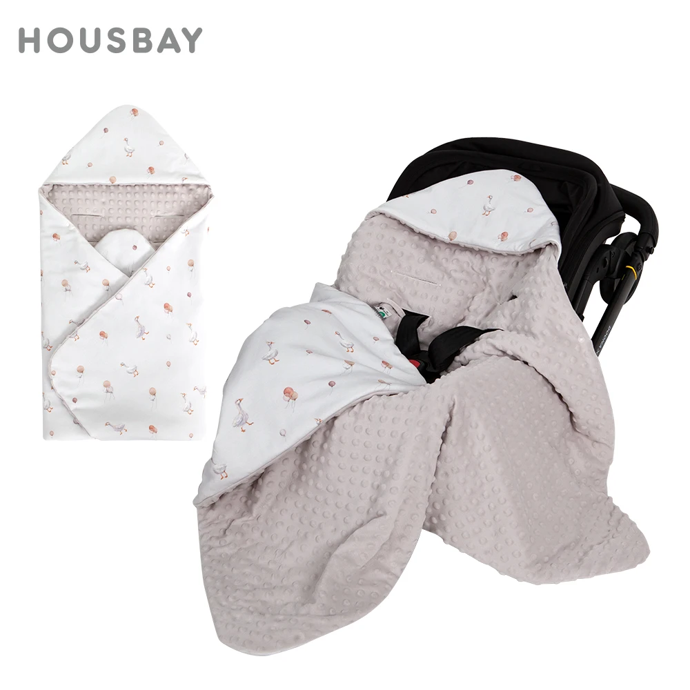 Manta para asiento de coche para bebés con capucha a prueba de viento, 90x90Cm, doble cara, usable en otoño e invierno, cálida para niños y niñas, manta para bebé