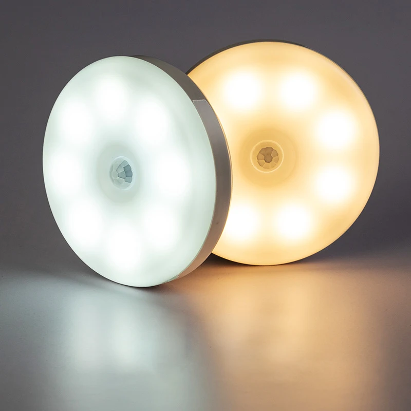 Luz LED con Sensor de Movimiento, Luz Nocturna Inalámbrica, Luz Debajo del Gabinete, Lámpara de Armario, Lámpara Inteligente de Inducción Corporal para Montar en la Pared, Decoración del Hogar
