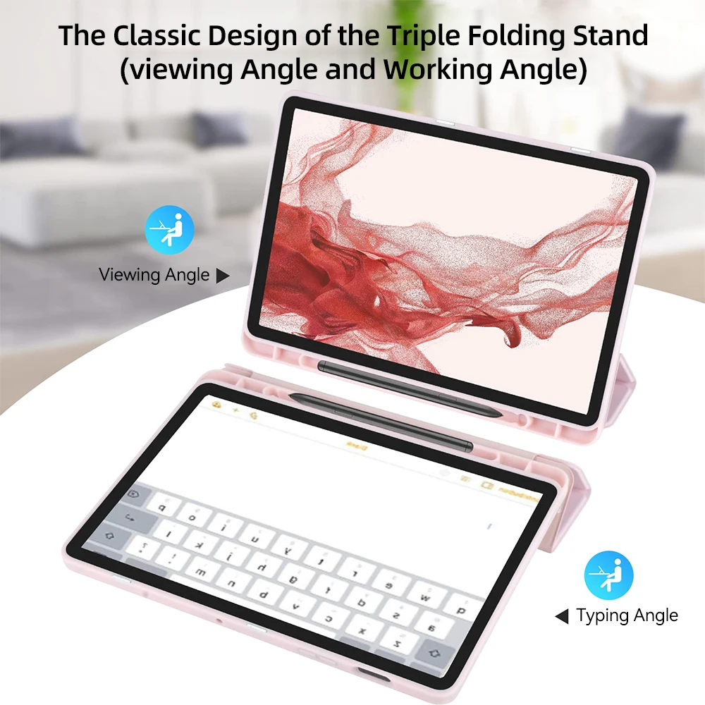 Para Samsung Galaxy Tab funda para Tab S8 Ultra 14,6 S8 Plus S7 Plus S7 FE 12,4 S7 S8 11 S6 Lite 10,4 con ranura para bolígrafo funda para tableta