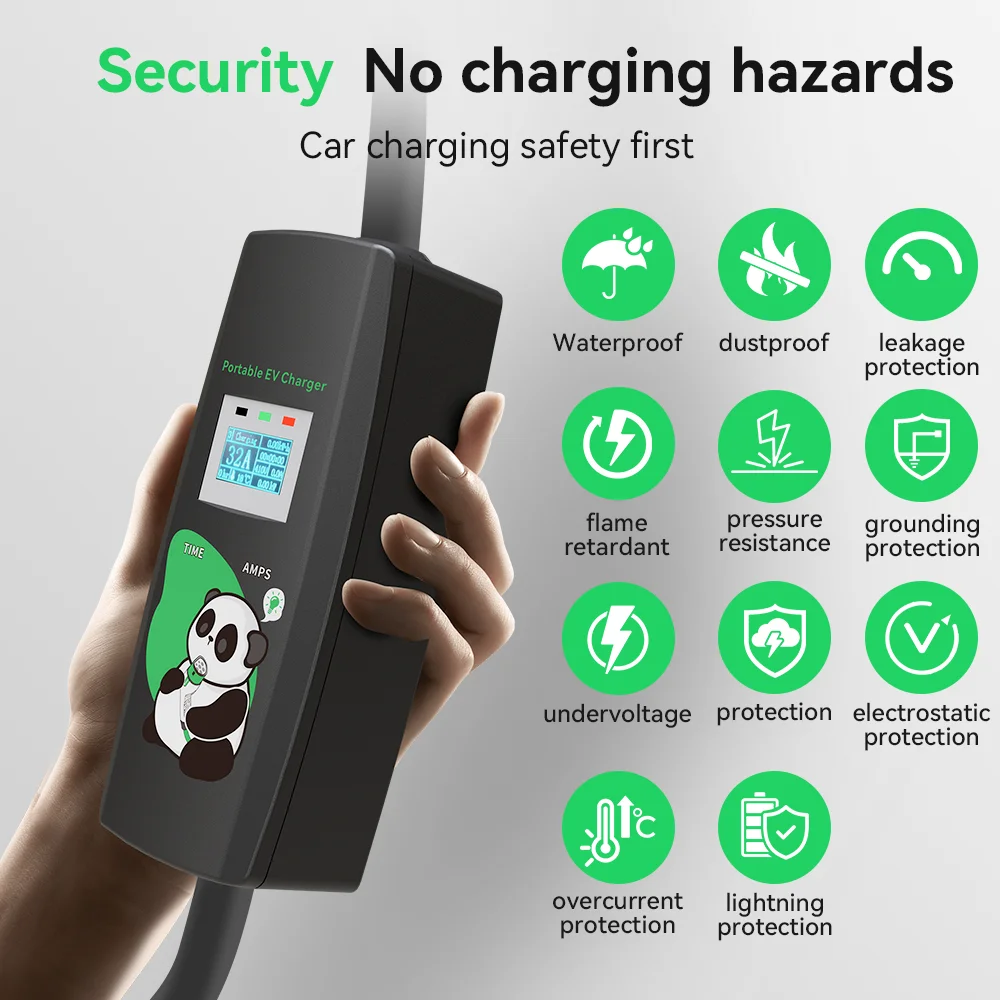 Cargador de coche eléctrico Khons, cargador portátil trifásico 16A tipo 2, caja de carga EVSE, enchufe Cee, cargador de coche eléctrico IEC62196