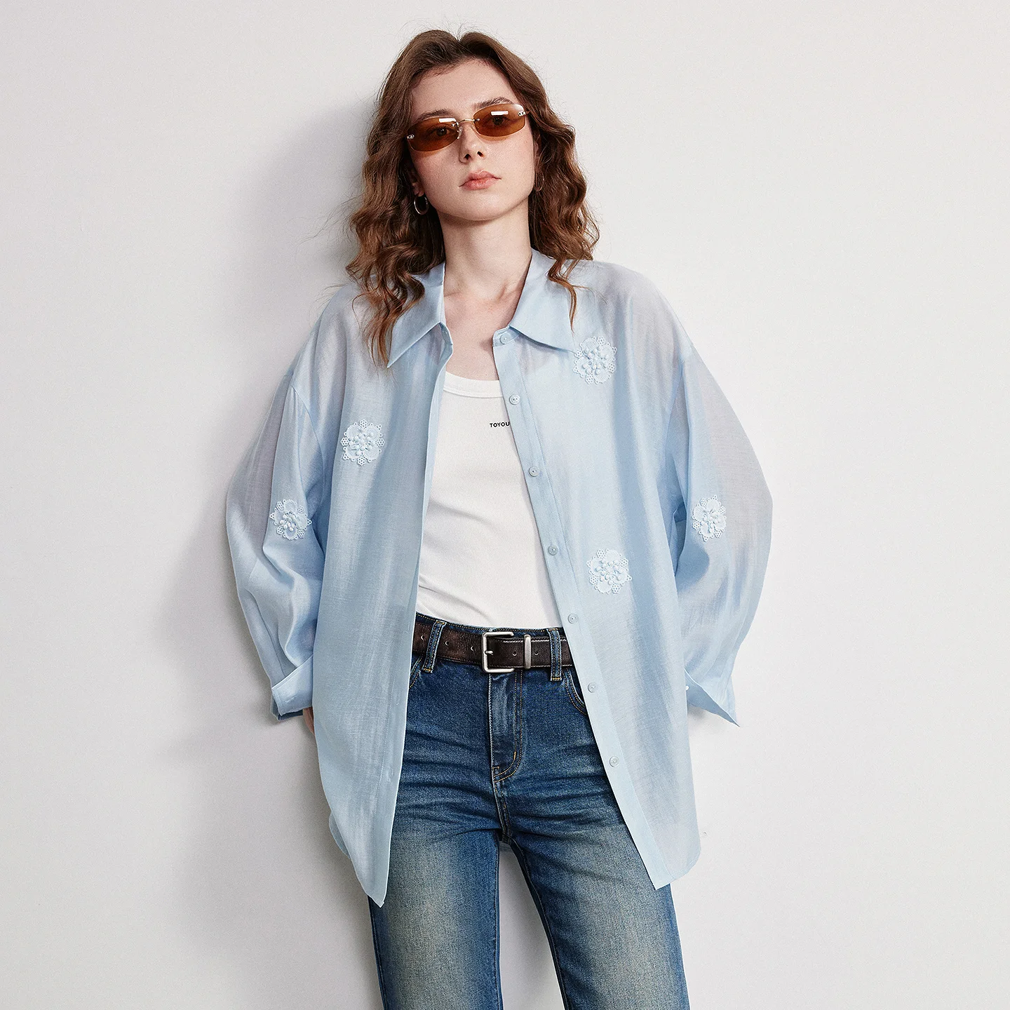 Camisa para Mujer TOYOUTH, Primavera 2026, Nueva Chaqueta Holgada con Bordado Tridimensional en Lyocell y Acetato