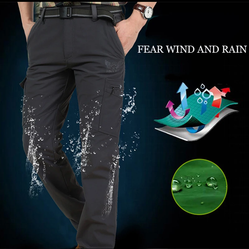 Pantalones tácticos para trabajo al aire libre, pantalones Cargo informales de invierno para hombre, pantalones impermeables con forro polar, ropa de trabajo elástica para senderismo y viajes, 2024