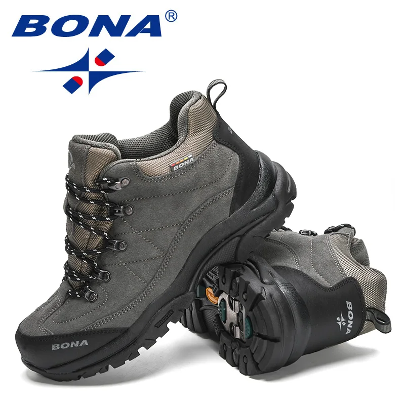 BONA, nuevos diseñadores, zapatos de senderismo transpirables antideslizantes y resistentes al desgaste para hombres, zapatos para caminar y trotar de alta calidad para exteriores, Mansculino