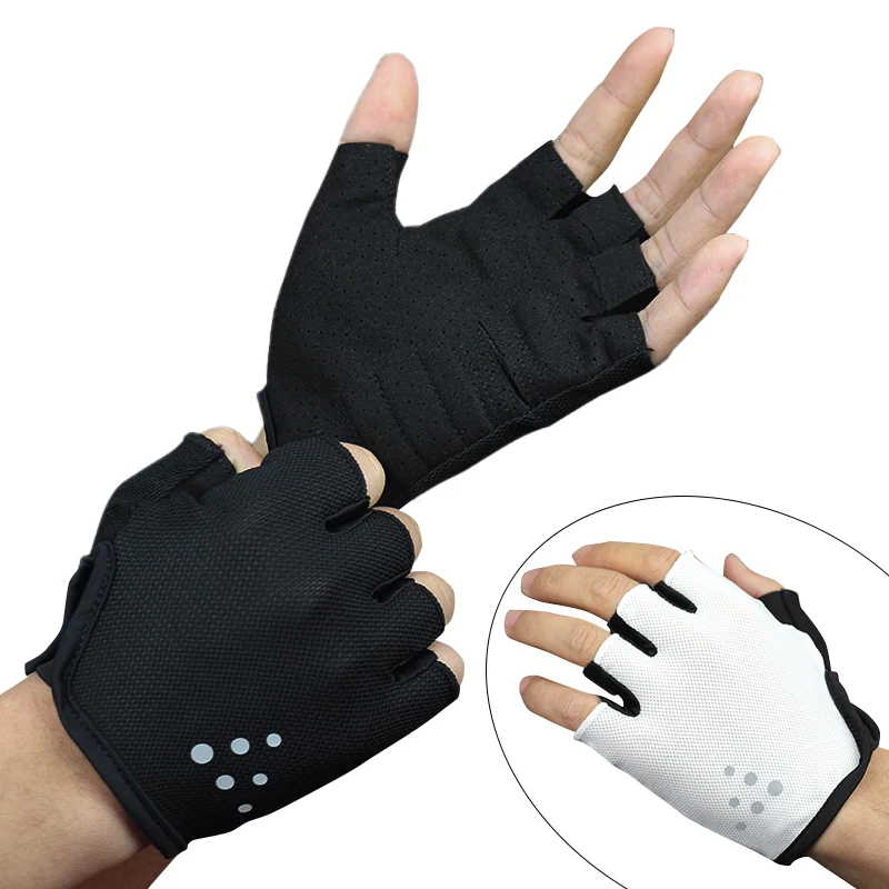 Guantes de ciclismo deportivos para hombres y mujeres, guantes de punto, guantes de medio dedo para bicicleta
