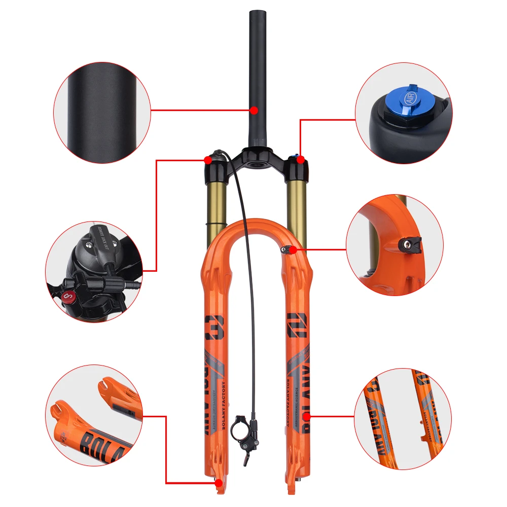 Bolany-horquilla delantera mejorada para bicicleta de montaña, horquilla de aire de 32mm, supensión de aire para bicicleta de montaña de 27,5/29 pulgadas, aleación de magnesio de viaje de 120mm