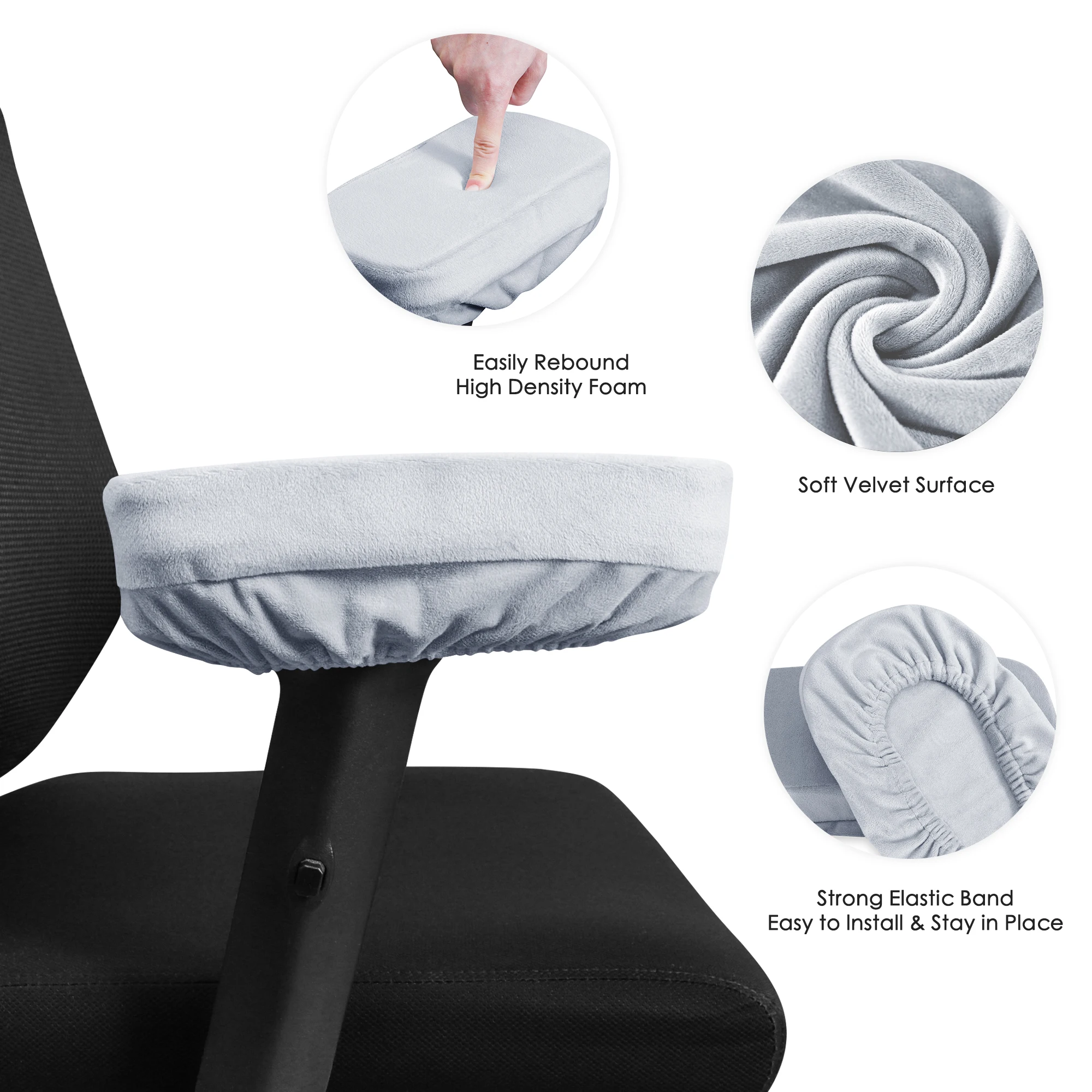 Fundas para reposabrazos de silla de oficina, para soporte de codos y antebrazos, juego de 2 piezas, de terciopelo esponjoso, 4 colores, funda para brazos, funda para silla