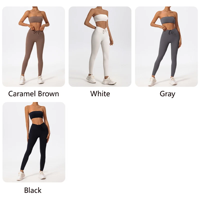 Ctenkevet-Conjunto de Yoga transpirable para mujer, traje deportivo con cordón de cintura alta, ropa deportiva para mujer, sujetador sin tirantes, verano 2ps