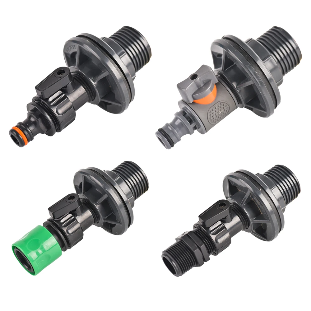 Kit de grifo de barril de lluvia con espiga de PVC de 1/2 y 3/4 pulgadas para barriles de lluvia, acuarios, tanques de agua, bañeras, piscinas, accesorio para manguera de jardín