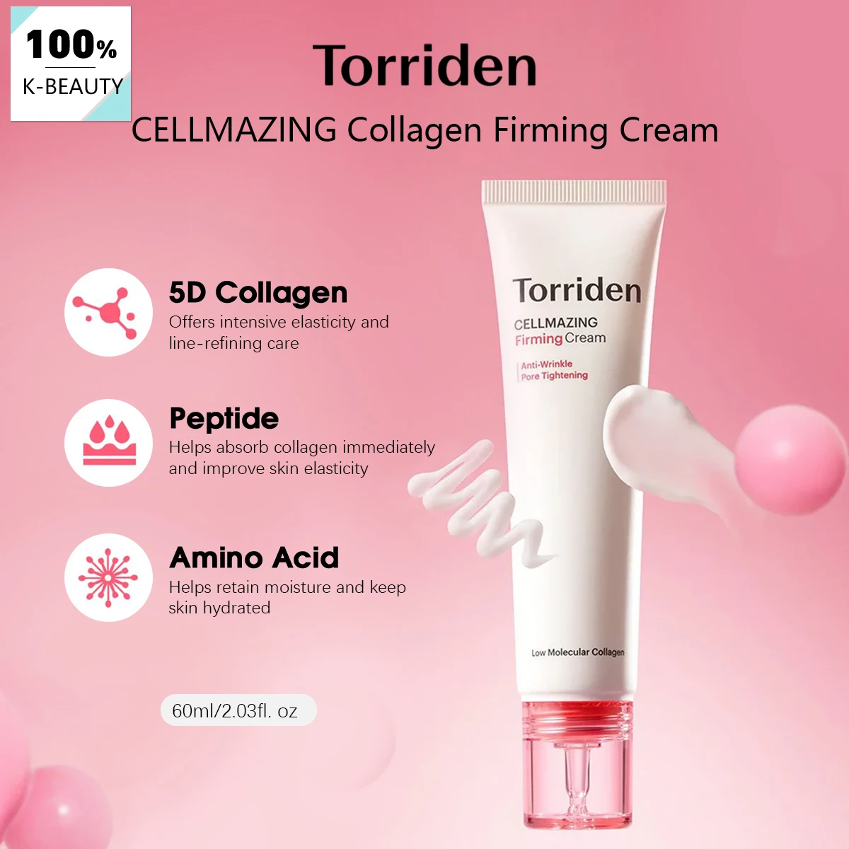 Crema Reafirmante Cellmazing de Torriden 60ml, Ligera y de Absorción Instantánea, Acabado Fresco y No Grasoso, Hidratación Duradera, Cuidado de la Piel Coreano, Maquillaje Coreano
