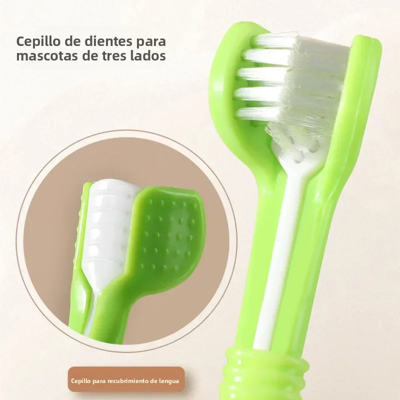 Cepillo de Dientes para Mascotas de 3 Cabezas, Cepillo de Dientes de Cerdas Suaves para Limpieza Bucal de Perros de Raza Pequeña, Mango de Fácil Agarre, Suave con las Encías, Reduce la Placa