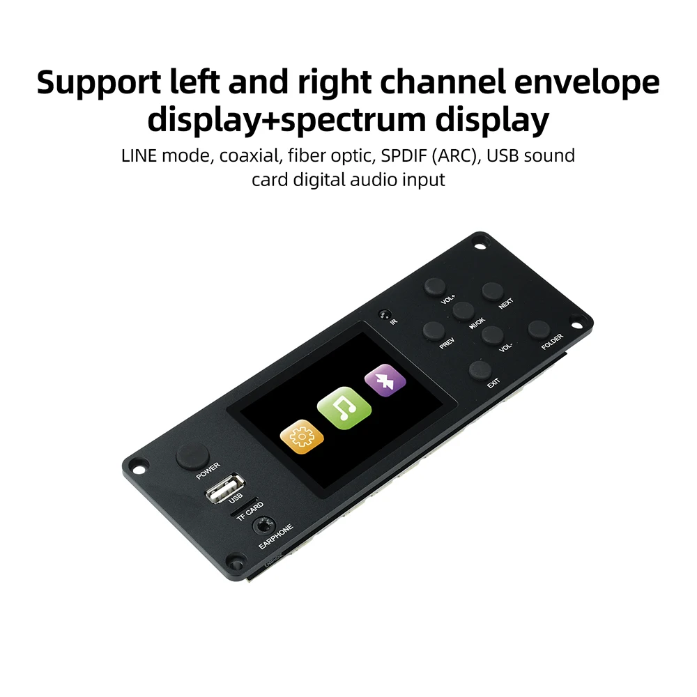 Amplificador TFT de 2.8 pulgadas, Reproductor de Audio BT sin Pérdidas, Placa Decodificadora MP3 DC 5-12V, Módulo de Radio FM USB TF para Auto, Pantalla a Color IPS