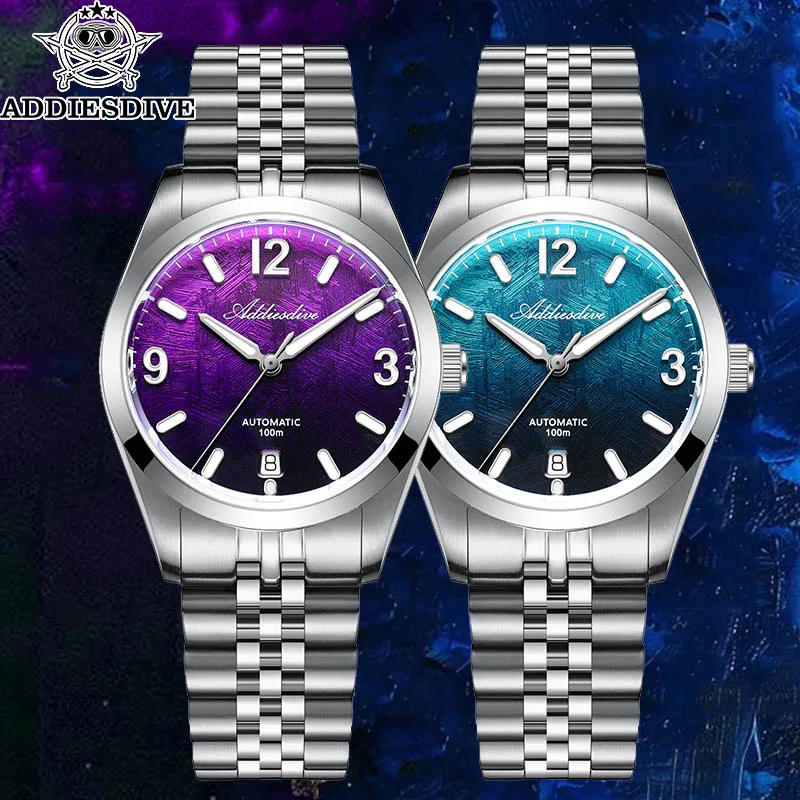 ADDIESDIVE-Reloj mecánico automático de lujo para hombre, cristal de zafiro, resistente al agua hasta 100M, acero inoxidable, deportivo, AD2547