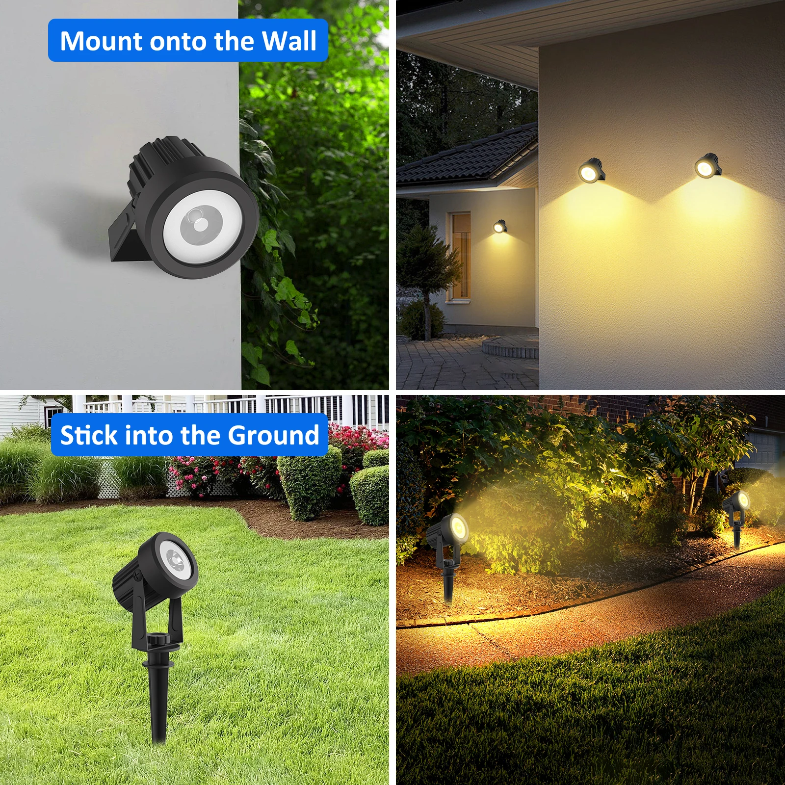 Luz LED Solar de 3000K/RGB, foco Solar para exteriores, luz Solar para jardín, luz de pared impermeable IP65 para exteriores