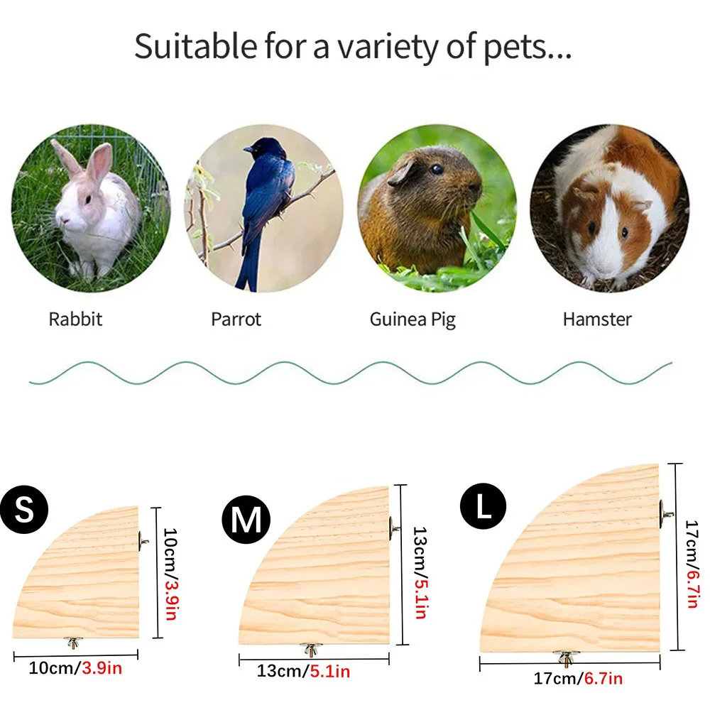 Soporte de percha de madera para loros y pájaros, plataforma rectangular en forma de abanico, tablero de soporte para periquitos, hámster, gerbil, jaula para ratas, suministros de jaula para pájaros