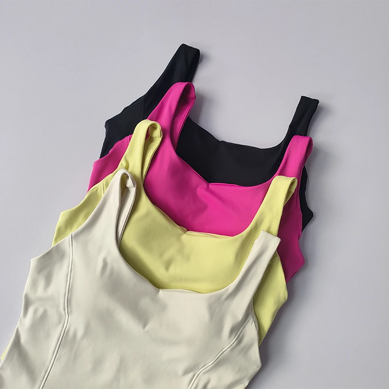 Camiseta sin mangas de alta resistencia para mujer, Sujetador deportivo a prueba de golpes para correr, sujetador de Yoga desnudo de alta elasticidad para uso externo