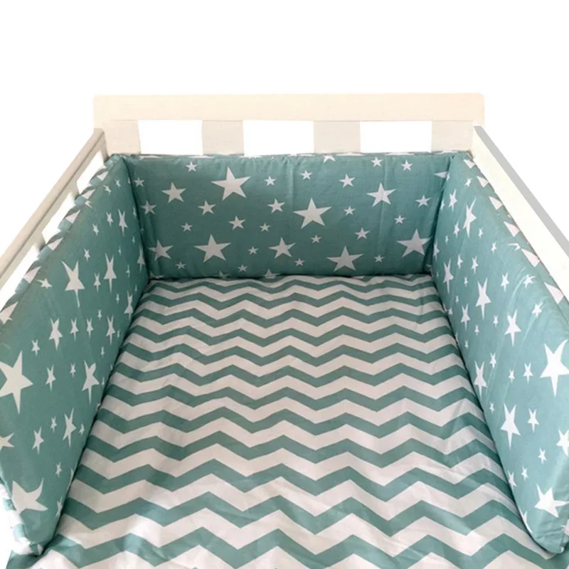 Parachoques gruesos para cama de bebé con estrellas nórdicas, diseño de cremallera, cojín para cuna alrededor de una pieza, almohadas protectoras para cuna de 200x30 CM