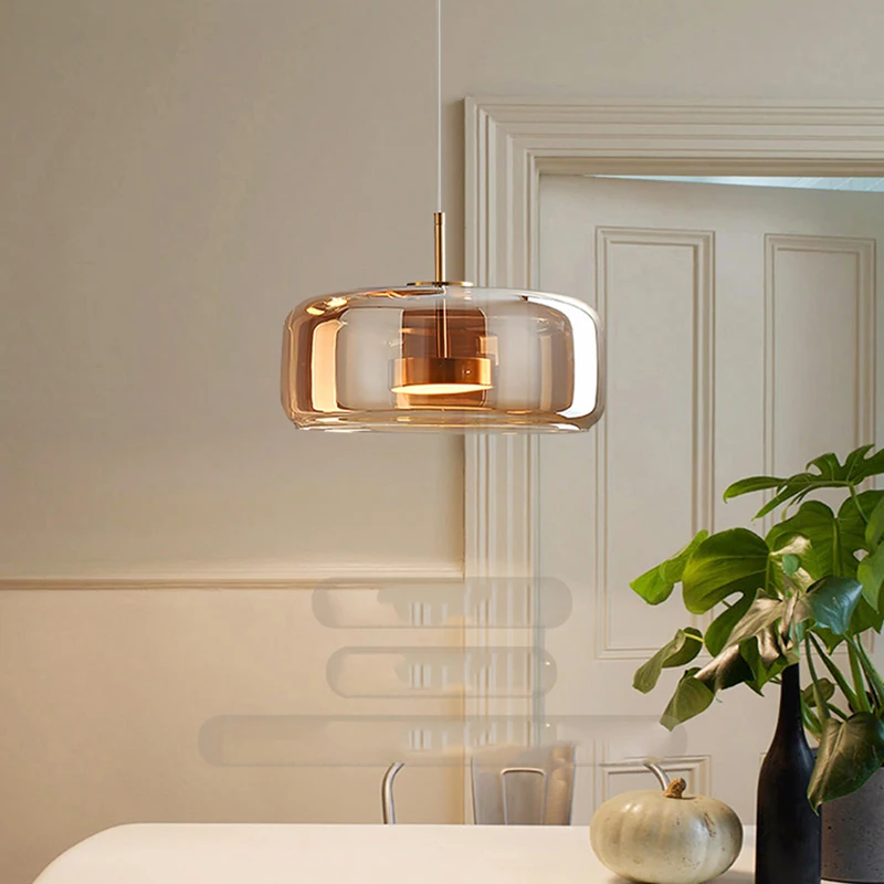 Lámpara Colgante Moderna de Vidrio, Lámparas LED para Comedor, Lámparas Colgantes para Techo, Iluminación Interior